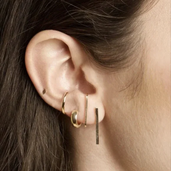 Stone & Strand Gold Bar Suspender Cuff Earrings - Picture 1 of 5